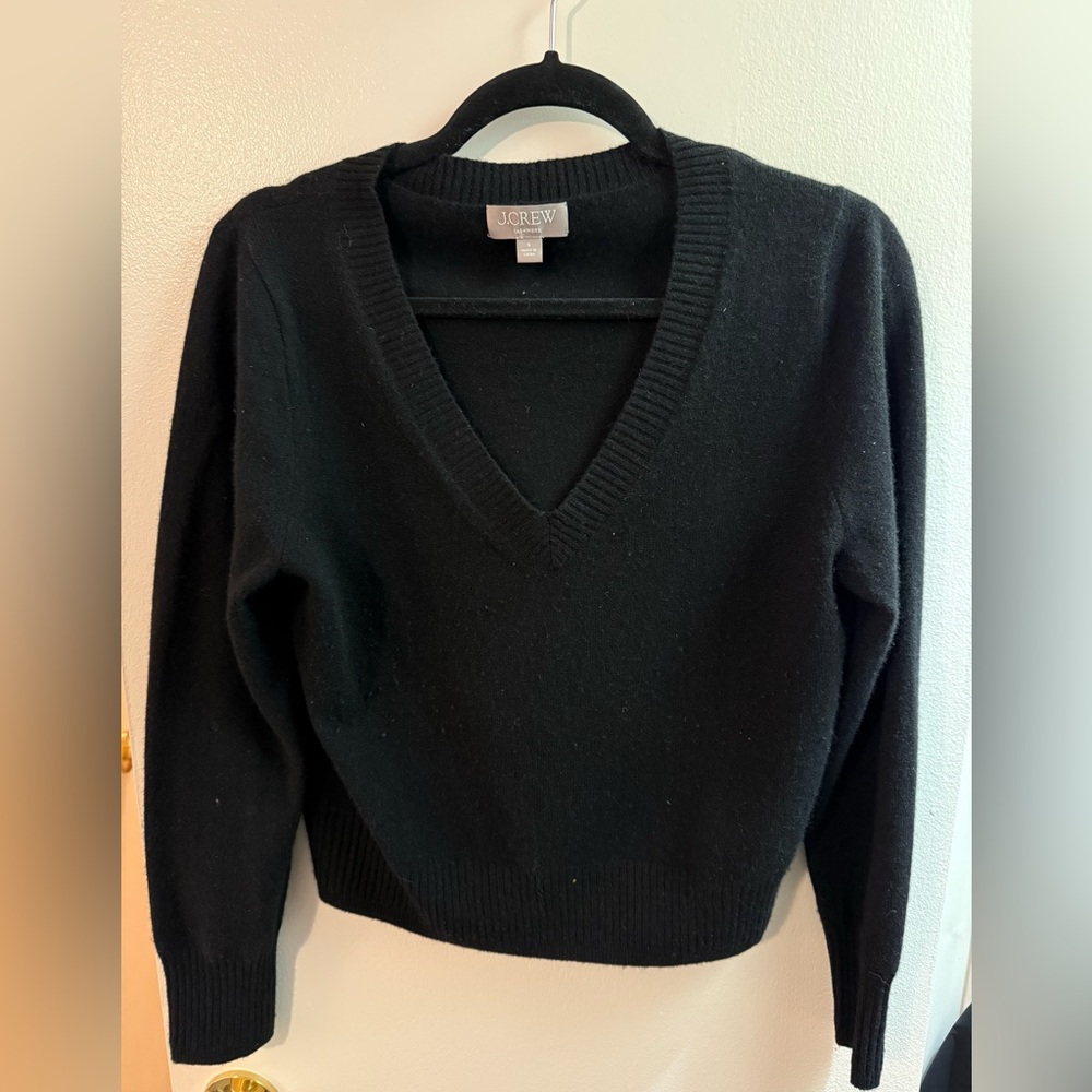J. Crew Cashmere Black V-Neck Sweater